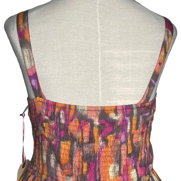 Band Of Gypsies Midi Length High-Low Wide Strap Smocked Back Dress Sz Md - Picture 9 of 11